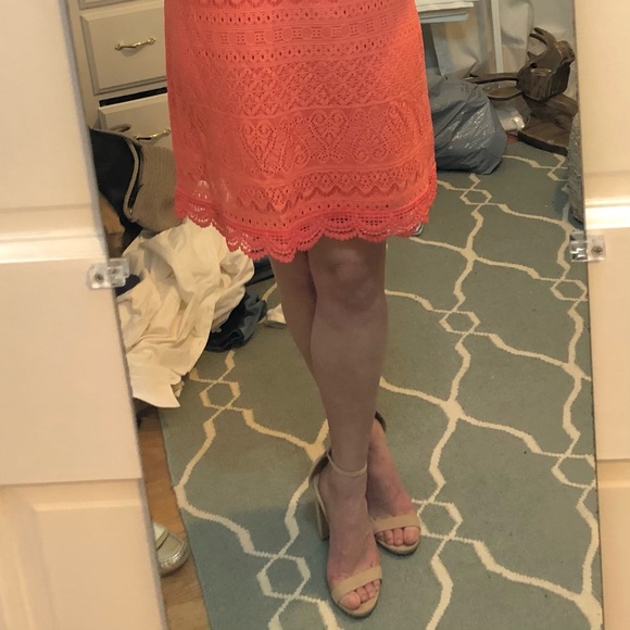 Coral Lace Dress - Picture 3 of 15